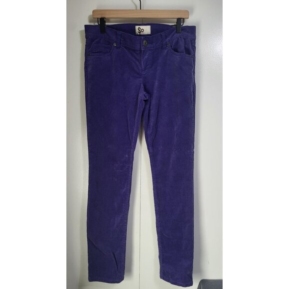 SO Kohls Purple Corduroy Pants Juniors SZ 11 Low Rise Straight Leg Boho y2k - Picture 1 of 11